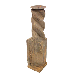 Świecznik drewniany w starym stylu 33cm